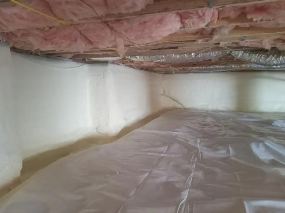 Crawl space encapsulation with closed-cell spray foam for Roof Waterproofing in Wright